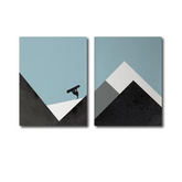 Black White Grey Silver Mountain (2panel) | Wall Art